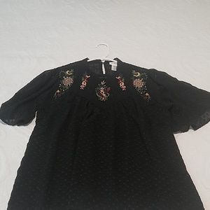 Black Blouse with Flowers